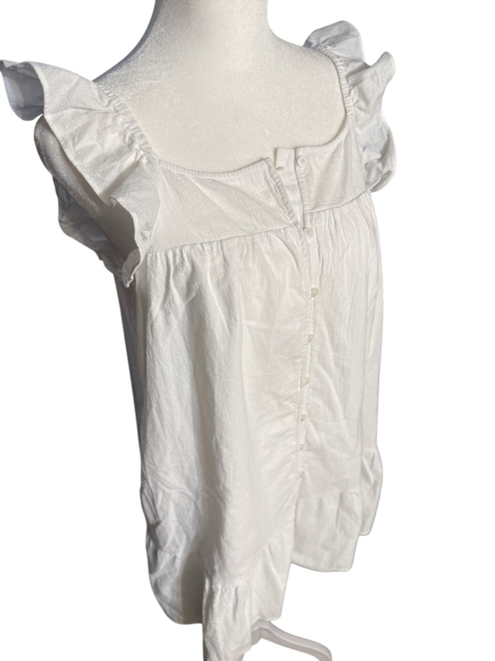 Universal Thread Cream Ruffle-Shoulder Button-Front Midi Dress - Picture 3 of 8